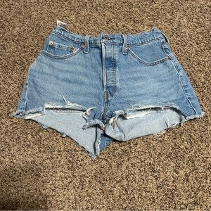 Levi's Light Blue Distressed Jean Shorts